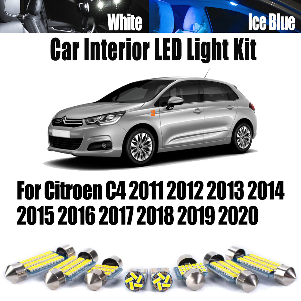 AutoGlowLED 17Pcs Canbus LED Interior Light Kit for Citroen C4 2011-2020