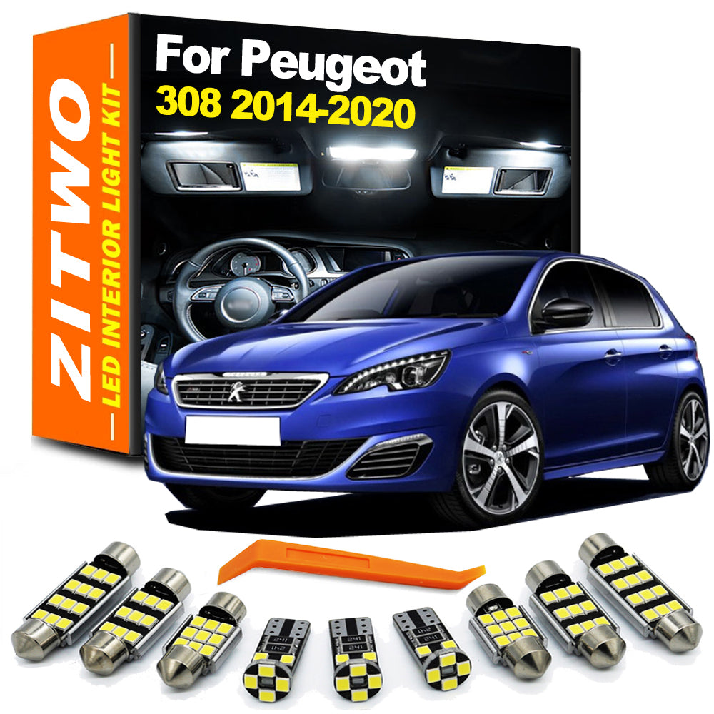 AutoGlowLED 18-Piece LED Interior Light Kit for Peugeot 308 Hatchback SW MK2 2014-2020