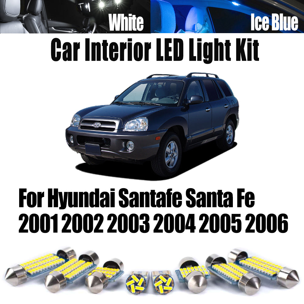 AutoGlowLED 7Pc Canbus LED Interior Light Kit for Hyundai Santa Fe 2001-2006