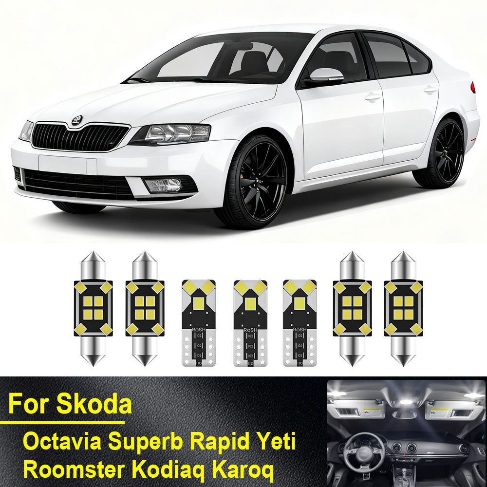 AutoGlowLED Skoda Interior LED Light Kit Canbus No Error Reading Lamp