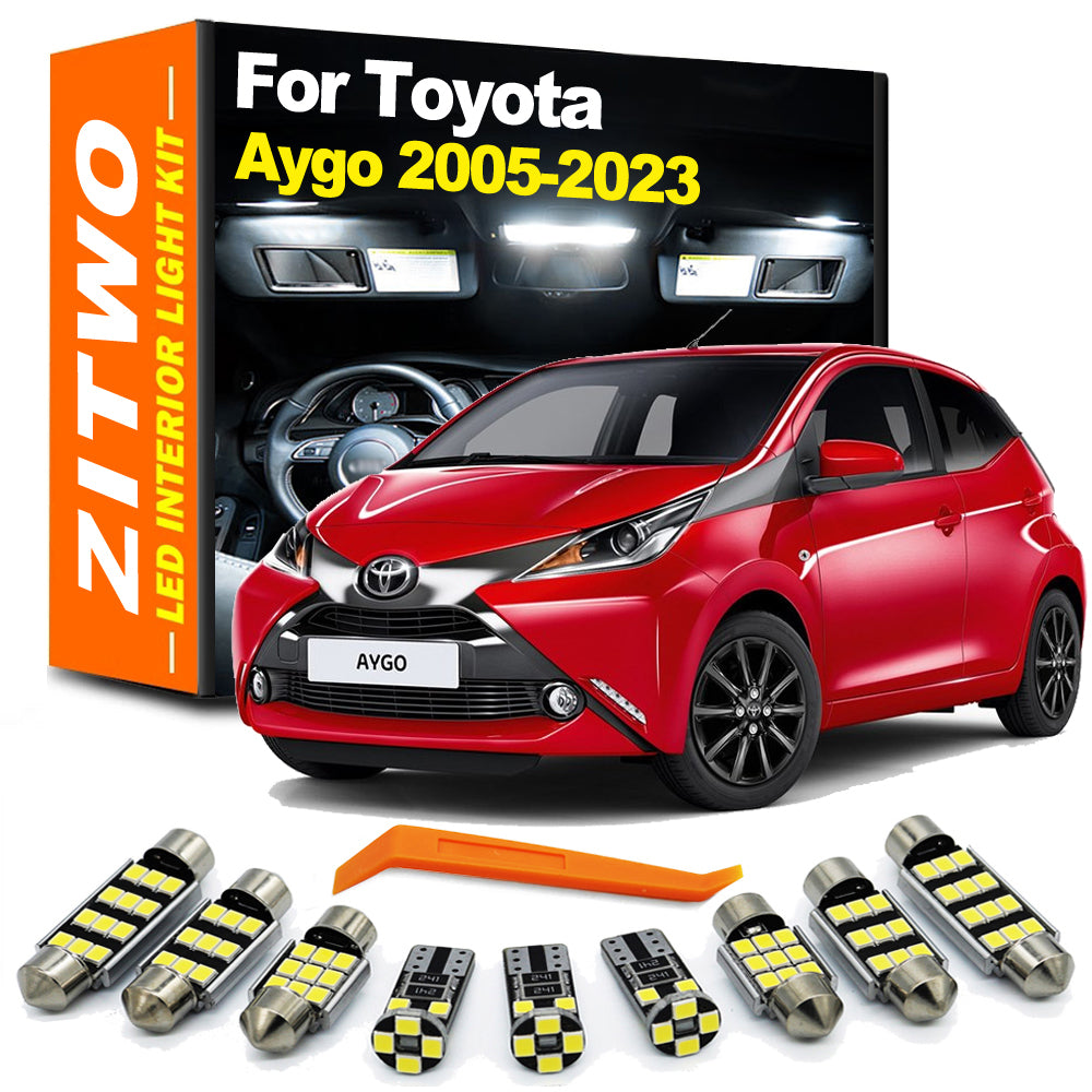 AutoGlowLED Toyota Aygo LED Interior Light Kit 2005-2023 Dome, Trunk, License