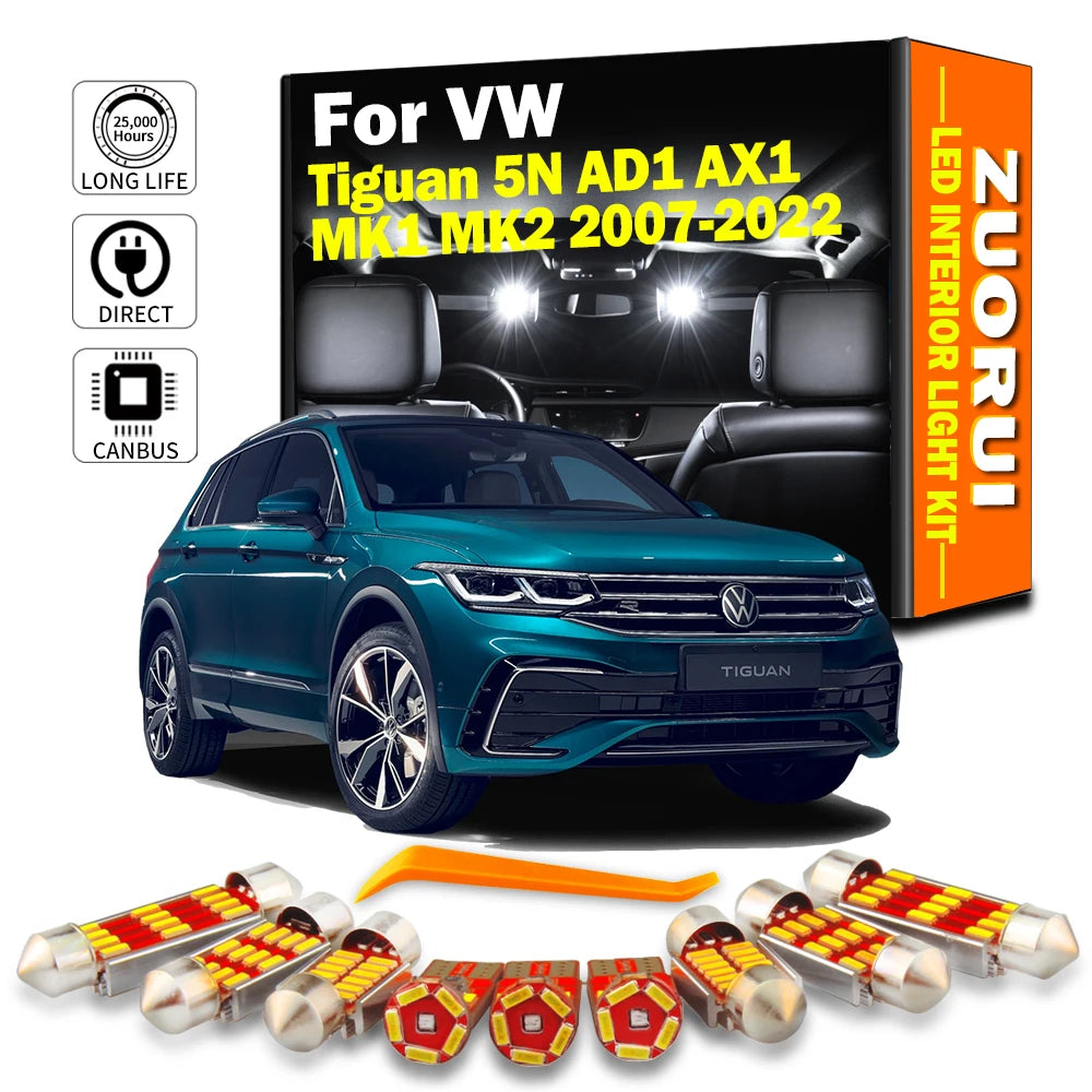 AutoGlowLED LED Interior Light Kit for VW Tiguan 5N AD1 AX1 MK1 MK2 2007-2022