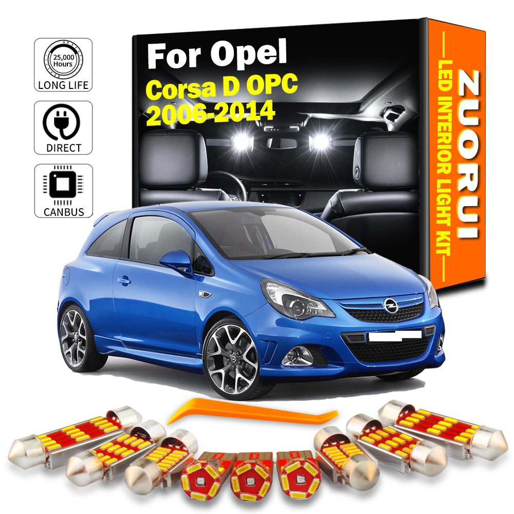AutoGlowLED Canbus LED Interior Light Kit for Opel Corsa D OPC 2006-2014 (11Pcs)