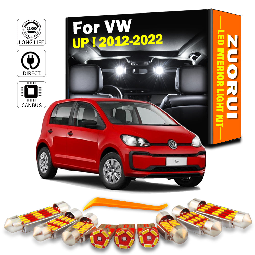 AutoGlowLED 7Pcs LED Interior Light Kit for VW Volkswagen UP! 2012-2022 Canbus
