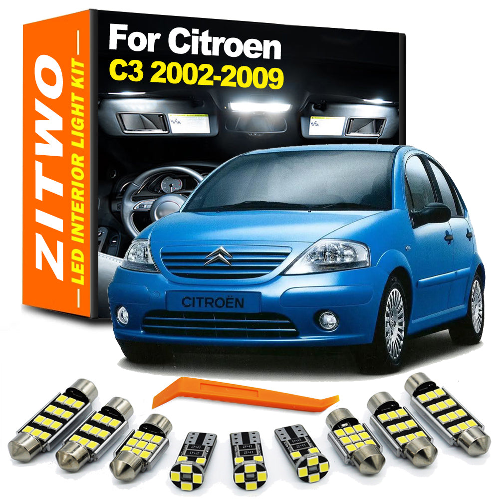 AutoGlowLED 10Pcs Canbus LED Interior Light Kit for Citroen C3 2002-2009