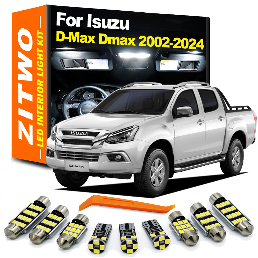 AutoGlowLED 8Pcs LED Interior Dome Map Reading License Plate Light Kit for Isuzu D-Max 2002-2024