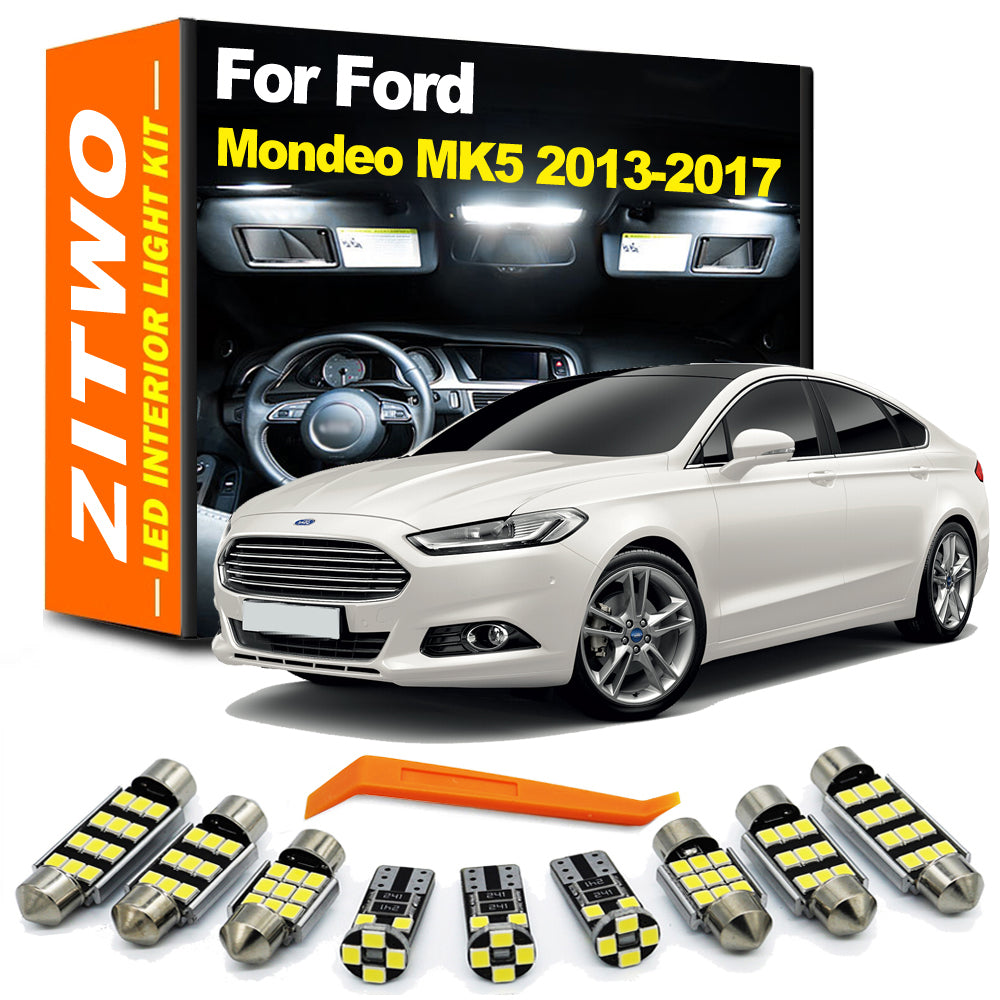 AutoGlowLED 8Pcs LED Interior Light Kit for Ford Mondeo 5 MK5 2014-2017 Canbus Error Free