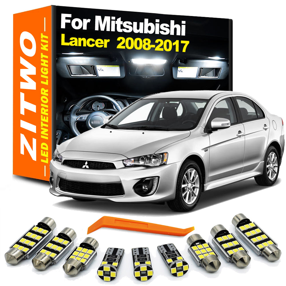 AutoGlowLED LED Interior Light Kit for Mitsubishi Lancer Evo 2008-2017, 8Pcs Dome Map License Plate Bulbs