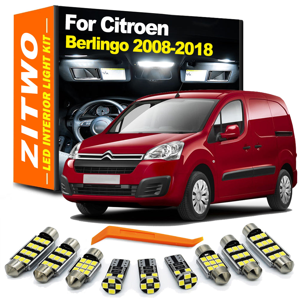 AutoGlowLED 11Pcs LED Interior Light Kit for Citroen Berlingo 2008-2018