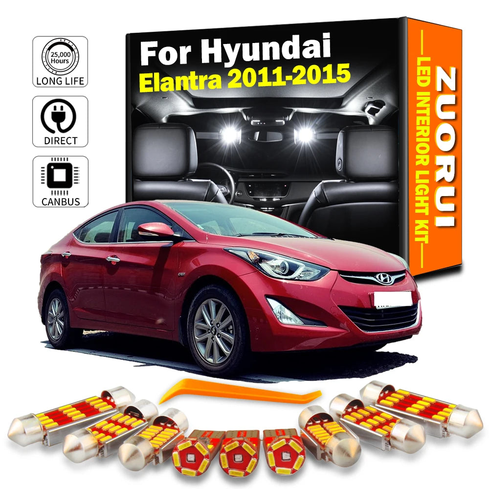 AutoGlowLED 10Pc LED Interior Light Kit for Hyundai Elantra MD UD 2011-2015