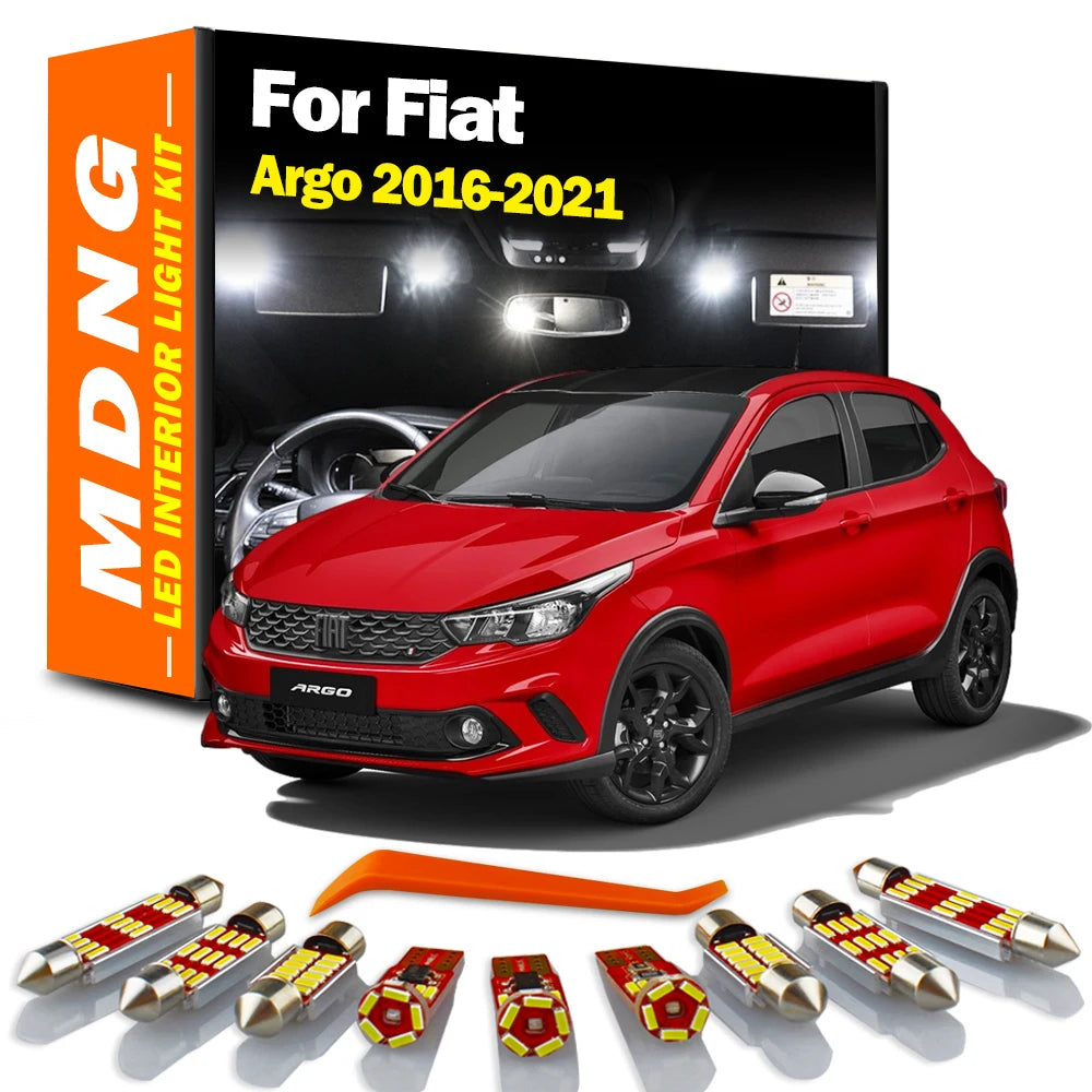 AutoGlowLED LED Interior Light Kit for Fiat Argo 2016-2021 Canbus No Error 9Pcs