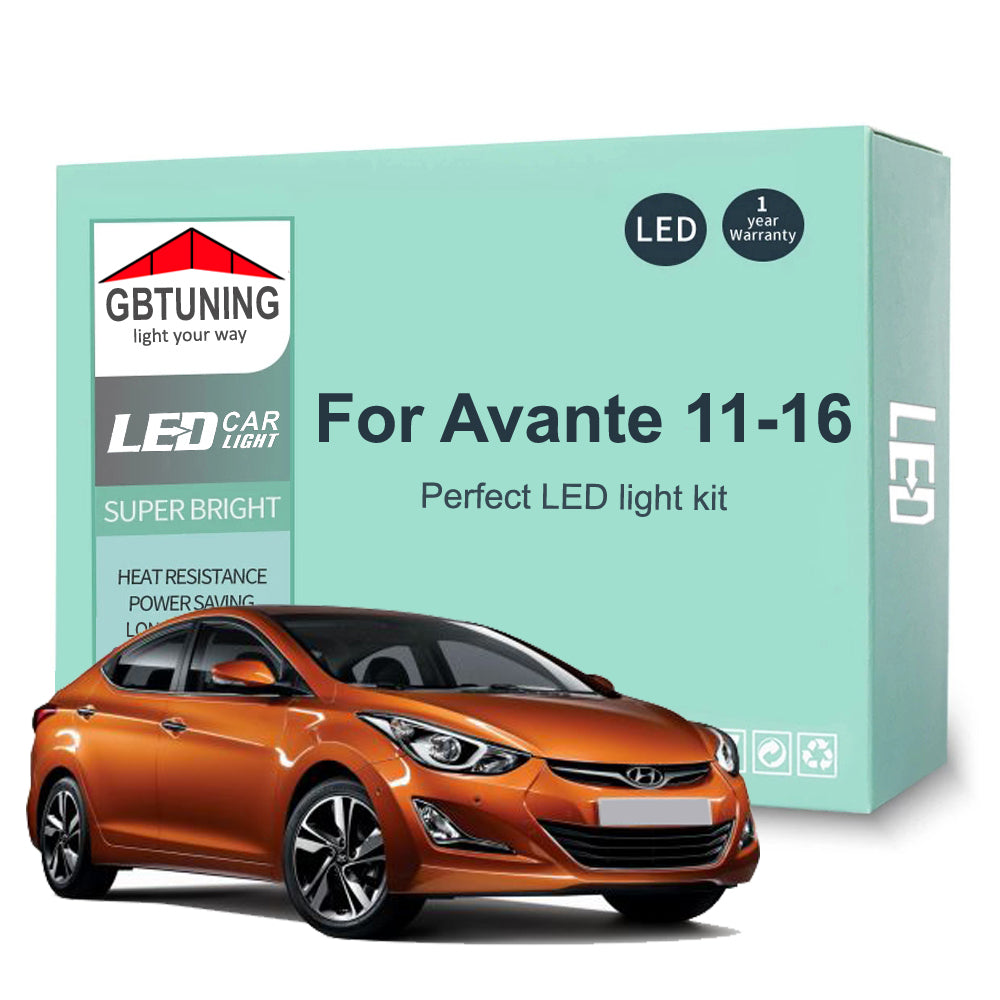AutoGlowLED Canbus LED Interior Light Kit for Hyundai Avante MD 2011-2016 13Pcs