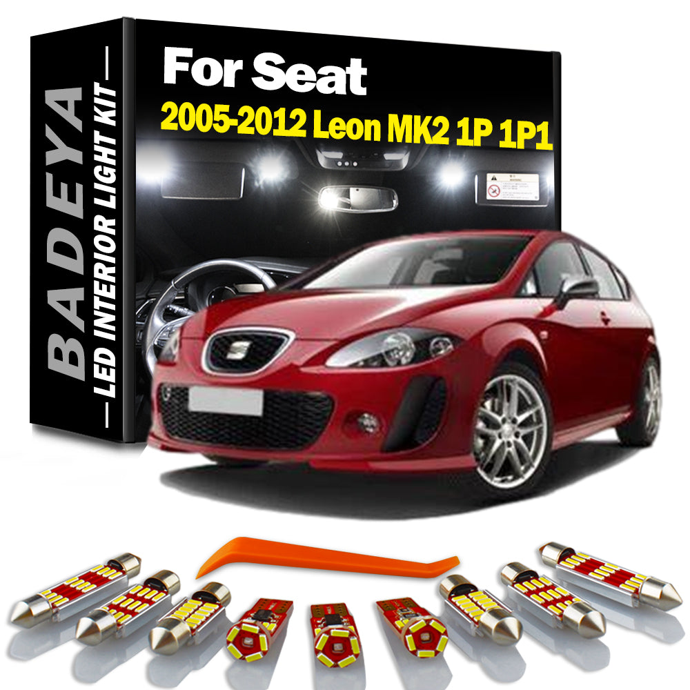 AutoGlowLED LED Interior Light Kit for Seat Leon MK2 2005-2012 14Pcs Error Free