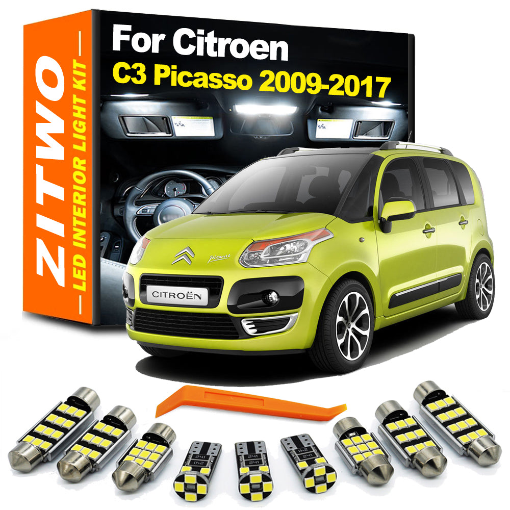 AutoGlowLED 13Pcs LED Interior Light Kit for Citroen C3 Picasso 2009-2017