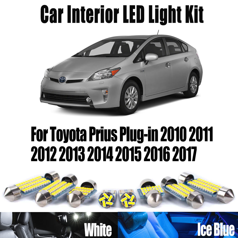 AutoGlowLED 12Pc Canbus LED Interior Light Kit for Toyota Prius Plug-in 2010-2017