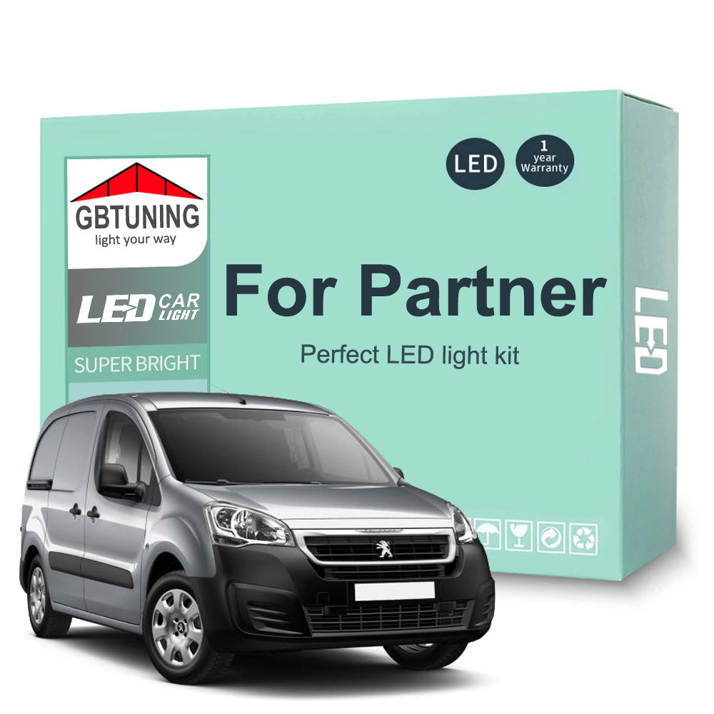 AutoGlowLED Canbus LED Interior Light Kit for Peugeot Partner MK1 MK2 MK3 1996-2022