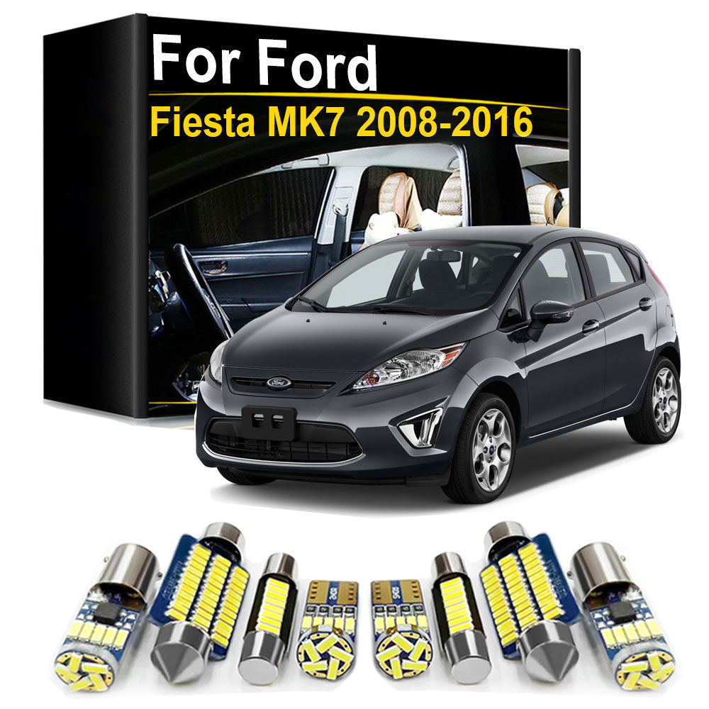 AutoGlowLED 9Pcs LED Interior Dome Light Kit for Ford Fiesta MK7 2008-2016
