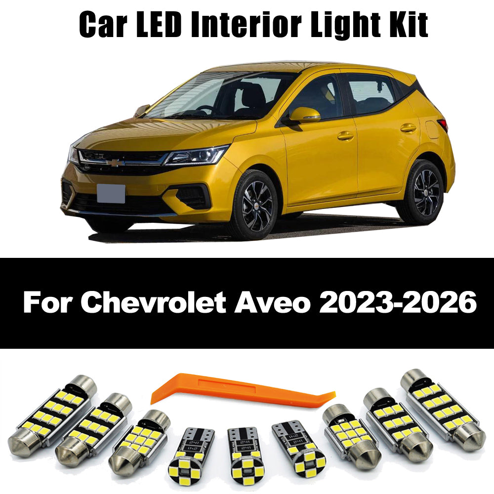 AutoGlowLED 8Pcs Canbus LED Interior Light Kit for Chevy Aveo 2023-2026