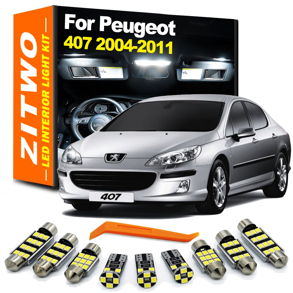AutoGlowLED 18Pcs LED Interior Light Kit for Peugeot 407 2004-2011