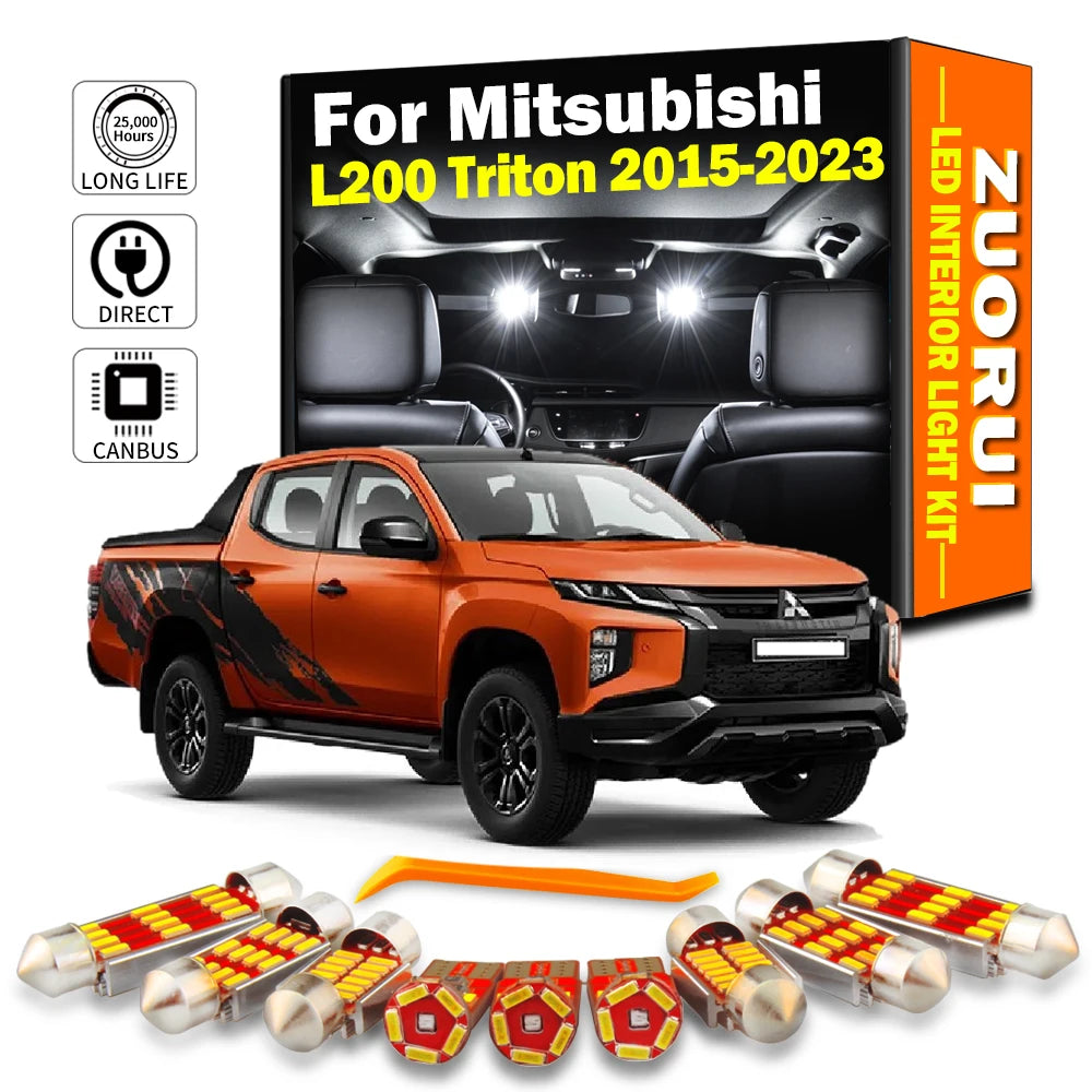AutoGlowLED 11Pcs LED Interior Light Kit for Mitsubishi L200 Triton Strada Sportero 2015-2023