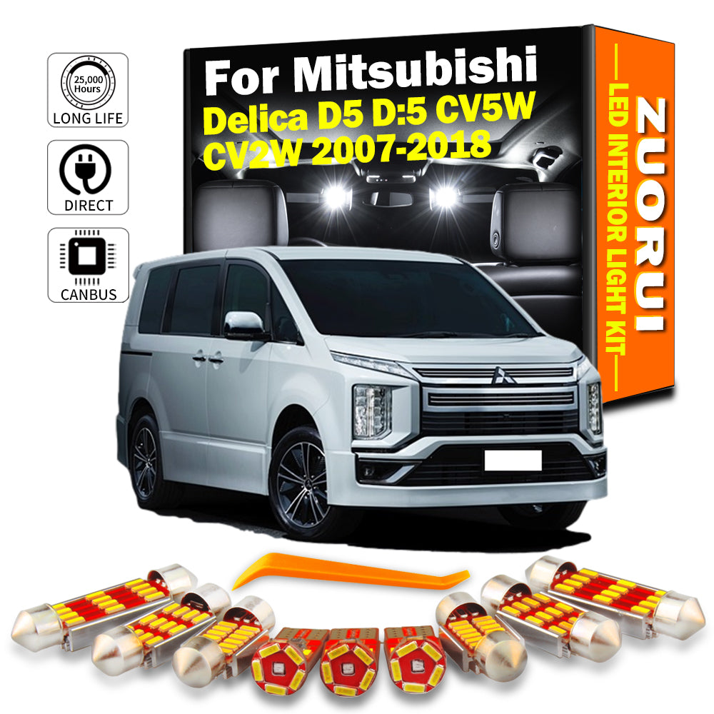 AutoGlowLED 12Pc LED Interior Light Kit for Mitsubishi Delica D5 2007-2018