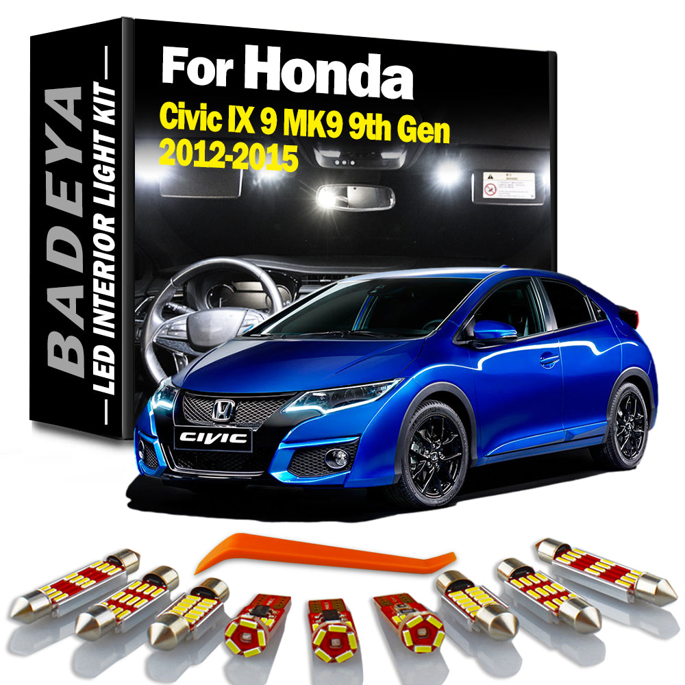 AutoGlowLED 11Pcs LED Interior Light Kit for Honda Civic 2012-2015