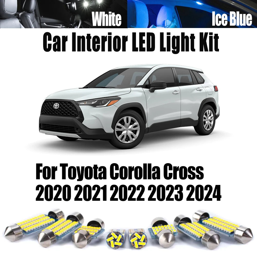 AutoGlowLED 11Pc LED Interior Light Kit for Toyota Corolla Cross 2020-2024