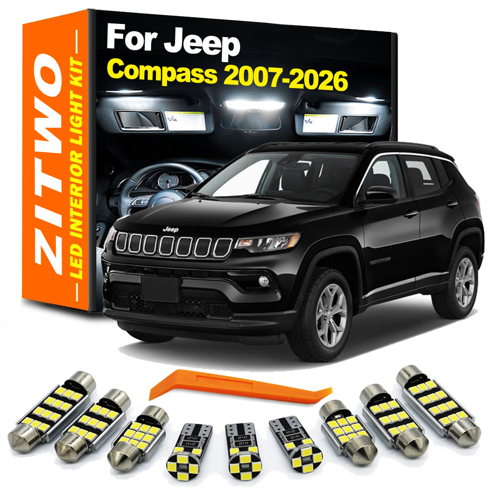 AutoGlowLED LED Interior Dome Map Light Kit for Jeep Compass 2007-2026
