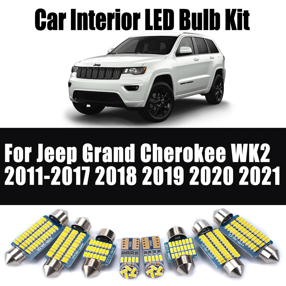 AutoGlowLED 15Pcs Canbus Interior LED Light Kit for Jeep Grand Cherokee WK2 2011-2021
