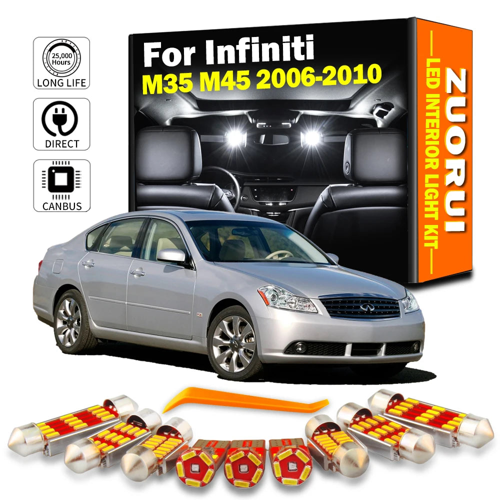 AutoGlowLED Canbus LED Interior Light Kit for Infiniti M35 M45 2006-2010 12Pcs