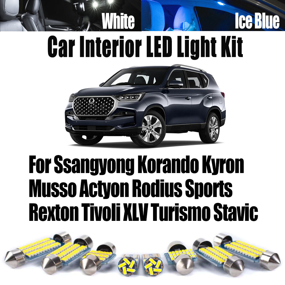 AutoGlowLED Interior LED Light Kit for Ssangyong Korando Kyron Musso Actyon Rodius Rexton Tivoli XLV Turismo Stavic