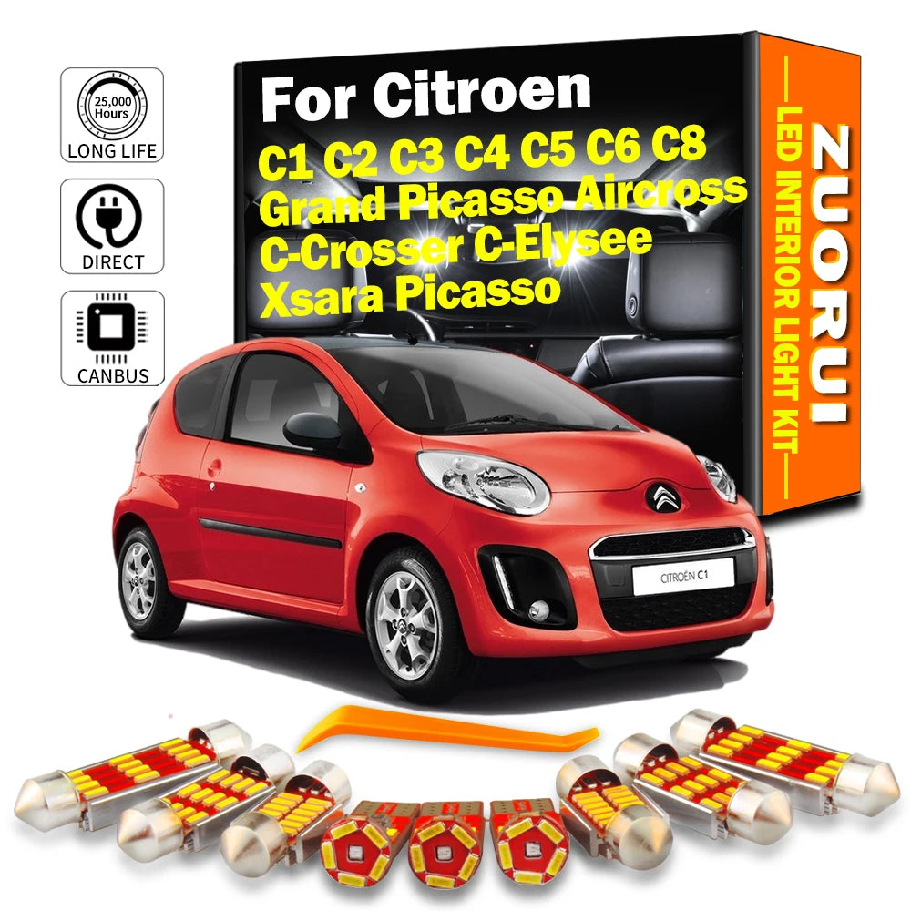AutoGlowLED Canbus LED Interior Light Kit for Citroen C1 C2 C3 C4 C5 C6