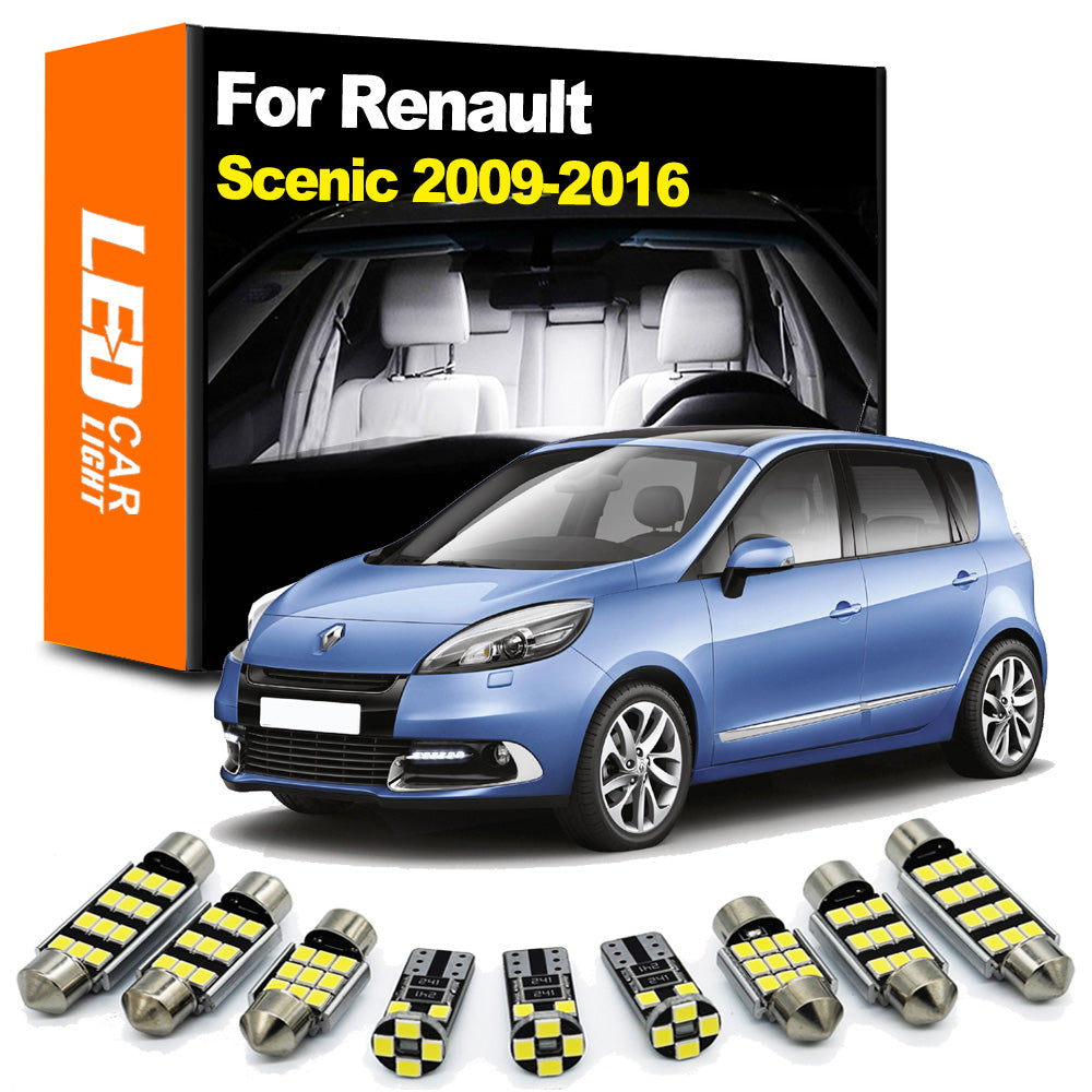 AutoGlowLED 17Pc Interior LED Light Kit for Renault Scenic III 2009-2016