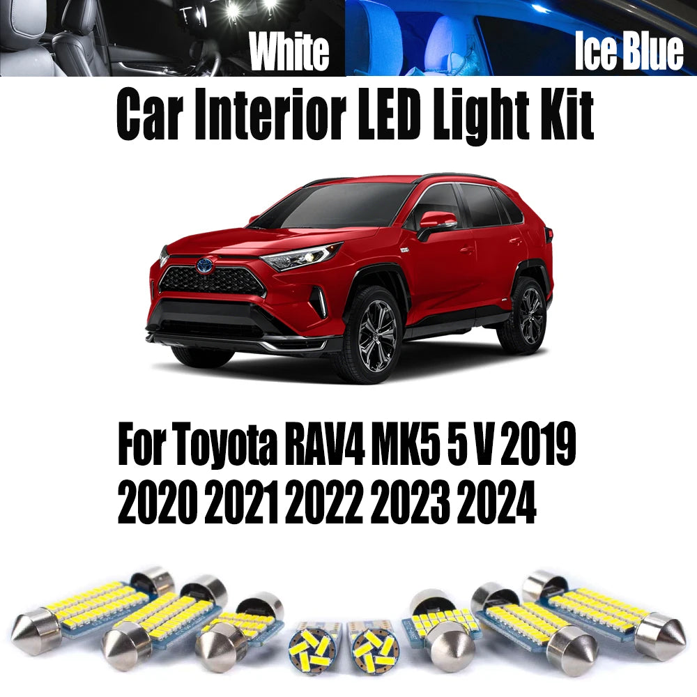 AutoGlowLED 10Pcs Canbus LED Interior Light Kit for Toyota RAV4 MK5 2019-2024