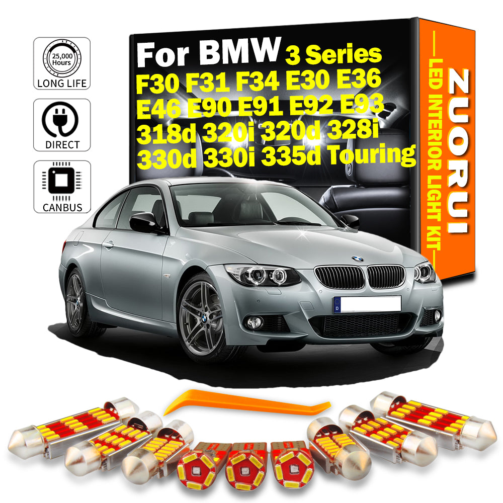 AutoGlowLED Canbus LED Interior Light Kit for BMW 3 Series F30 F31 F34 E30 E36 E46 E90 E91 E92 E93