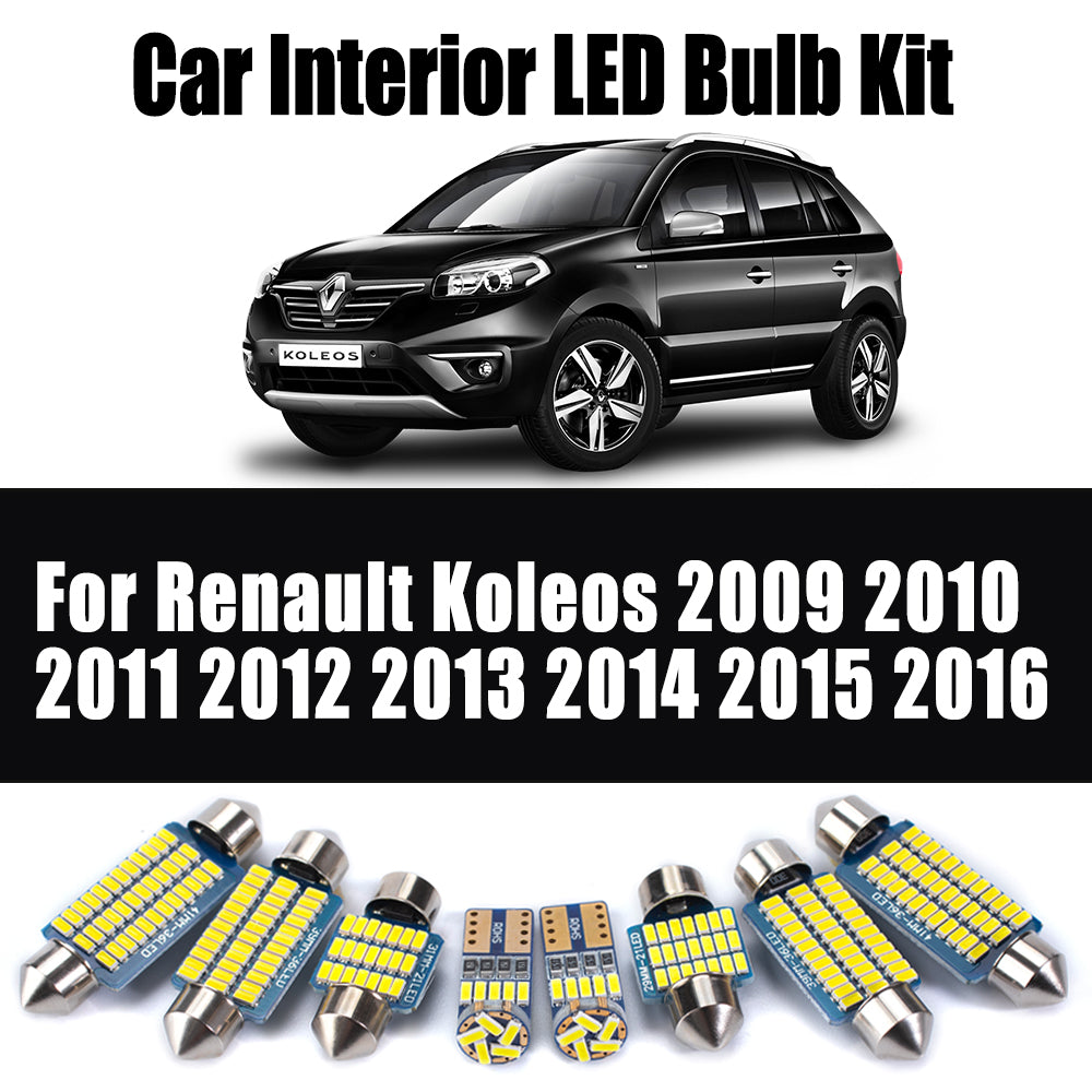 AutoGlowLED 13Pcs Canbus LED Interior Light Kit for Renault Koleos 2009-2016