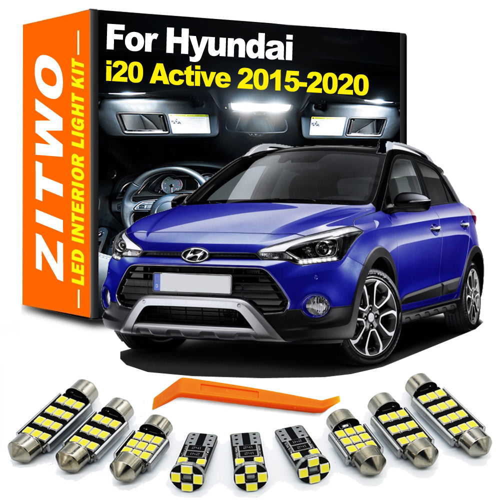 AutoGlowLED 11Pcs LED Interior Light Kit for Hyundai i20 Active 2015-2020 Canbus License Plate