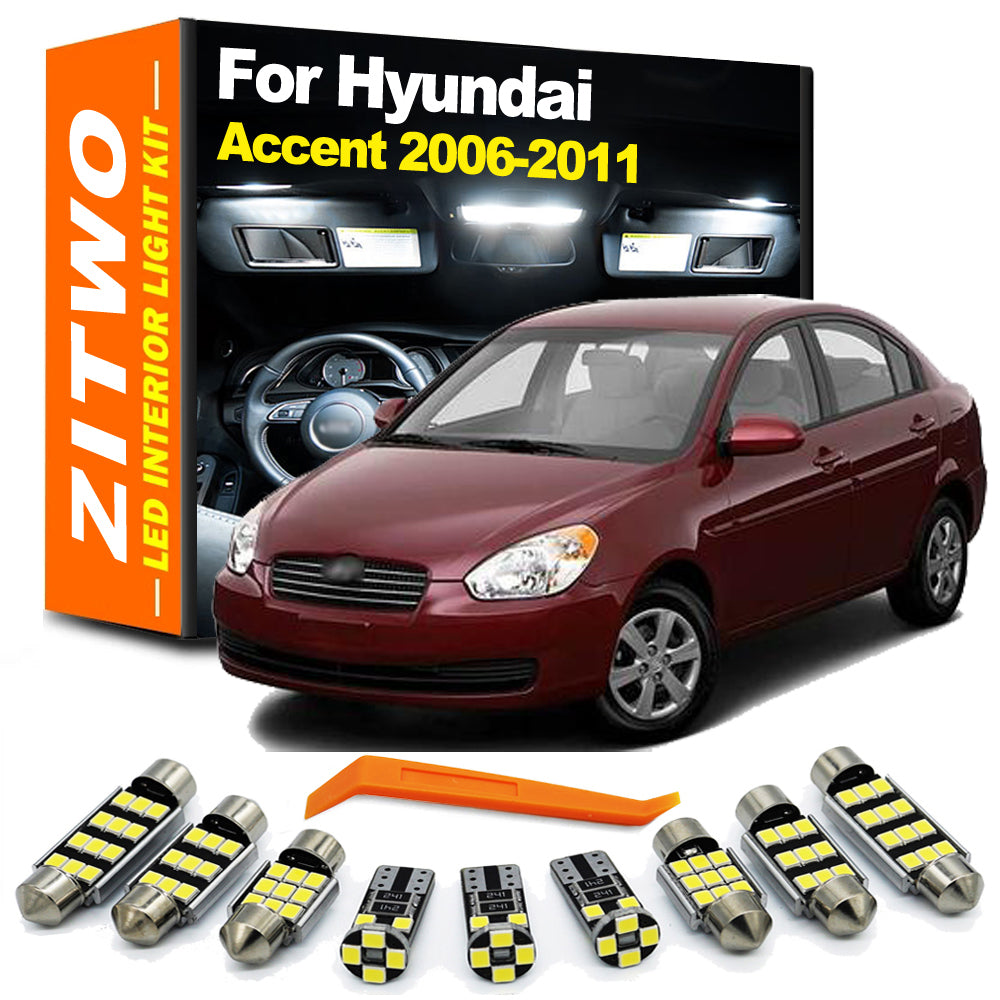 AutoGlowLED 10pc LED Interior Light Kit for Hyundai Accent MK3 2006-2011