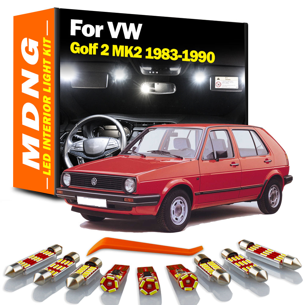 AutoGlowLED 9Pcs LED Interior Light Kit for VW Golf 2 MK2 1983-1990