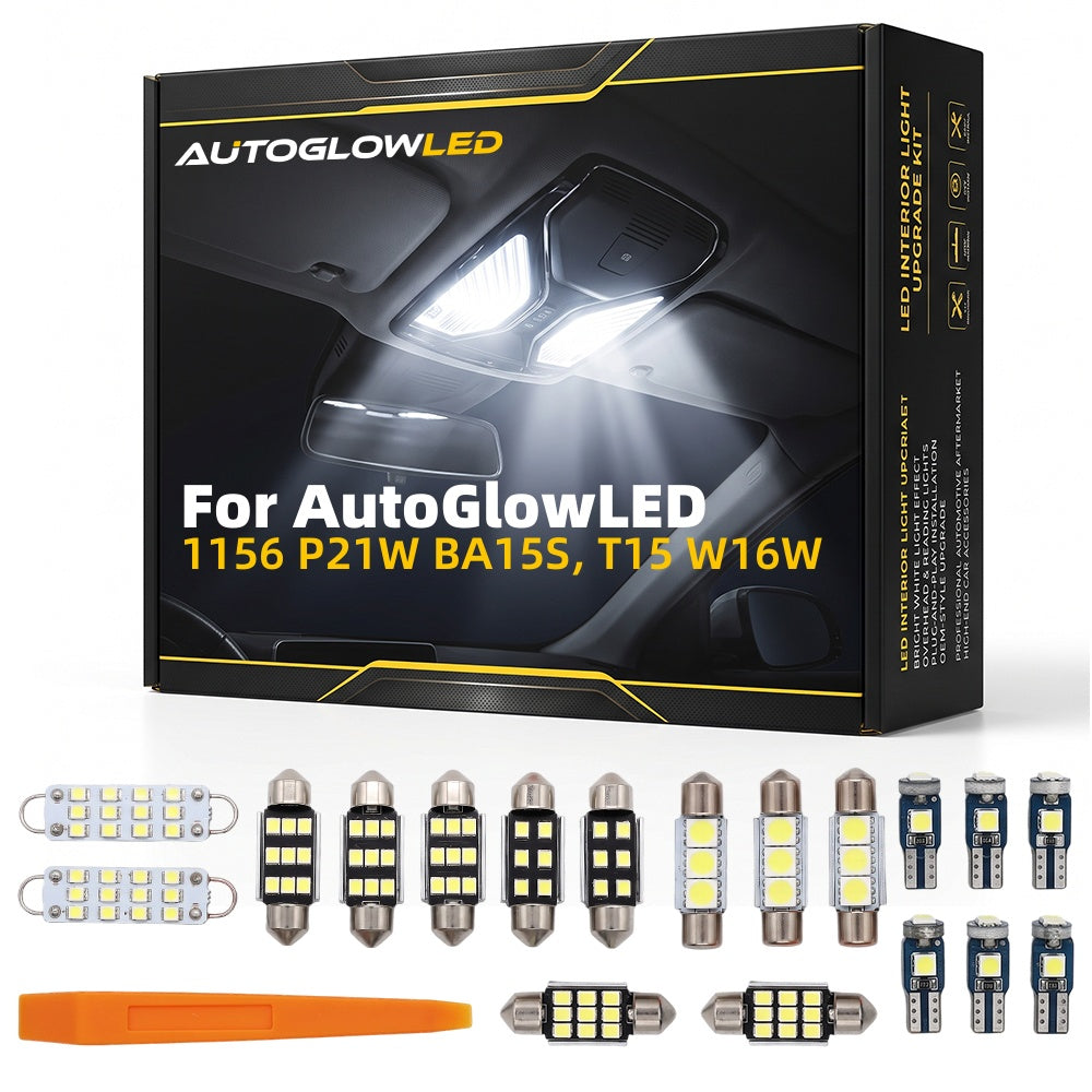 AutoGlowLED 2pcs 1156 BA15S P21W T15 W16W LED Bulb 9W 1500Lm Canbus Error Free Plug and Play Backup Reverse Light 12V 24V | AutoGlowLED