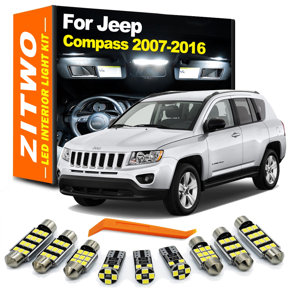 AutoGlowLED 9PC Canbus LED Interior Light Kit for Jeep Compass 2007-2016