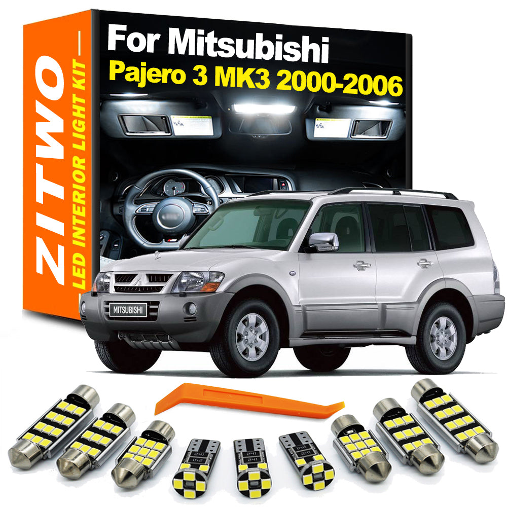 AutoGlowLED 9Pcs LED Interior Light Kit for Mitsubishi Pajero Montero Shogun 3 MK3 2000-2006