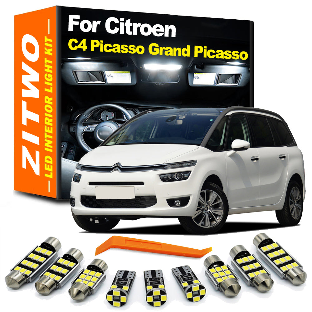 AutoGlowLED 14Pcs LED Interior Light Kit for Citroen C4 Picasso 2007-2020
