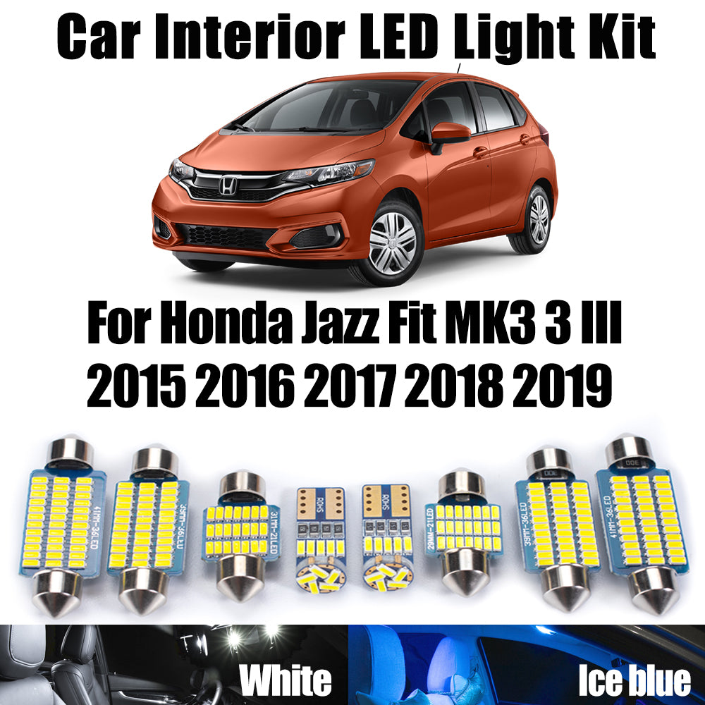 AutoGlowLED Canbus LED Interior Light Kit for Honda Jazz Fit MK3 (2015-2019), 9Pcs