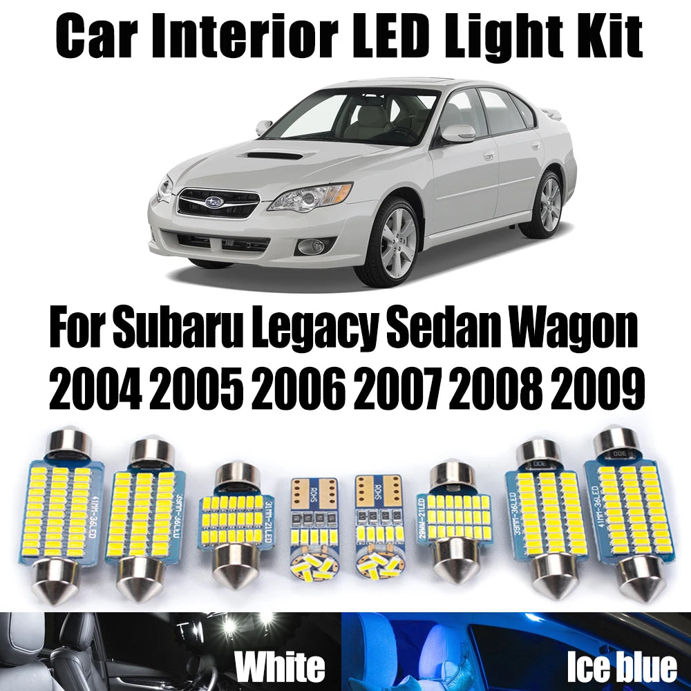 AutoGlowLED 15Pcs LED Interior Light Kit for Subaru Legacy Sedan Wagon 2004-2009