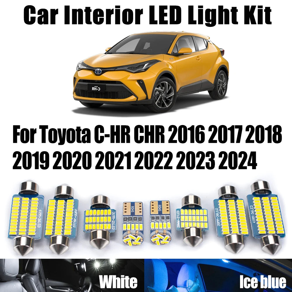 AutoGlowLED LED Interior Light Kit for Toyota C-HR 2016-2024, 10Pcs Canbus