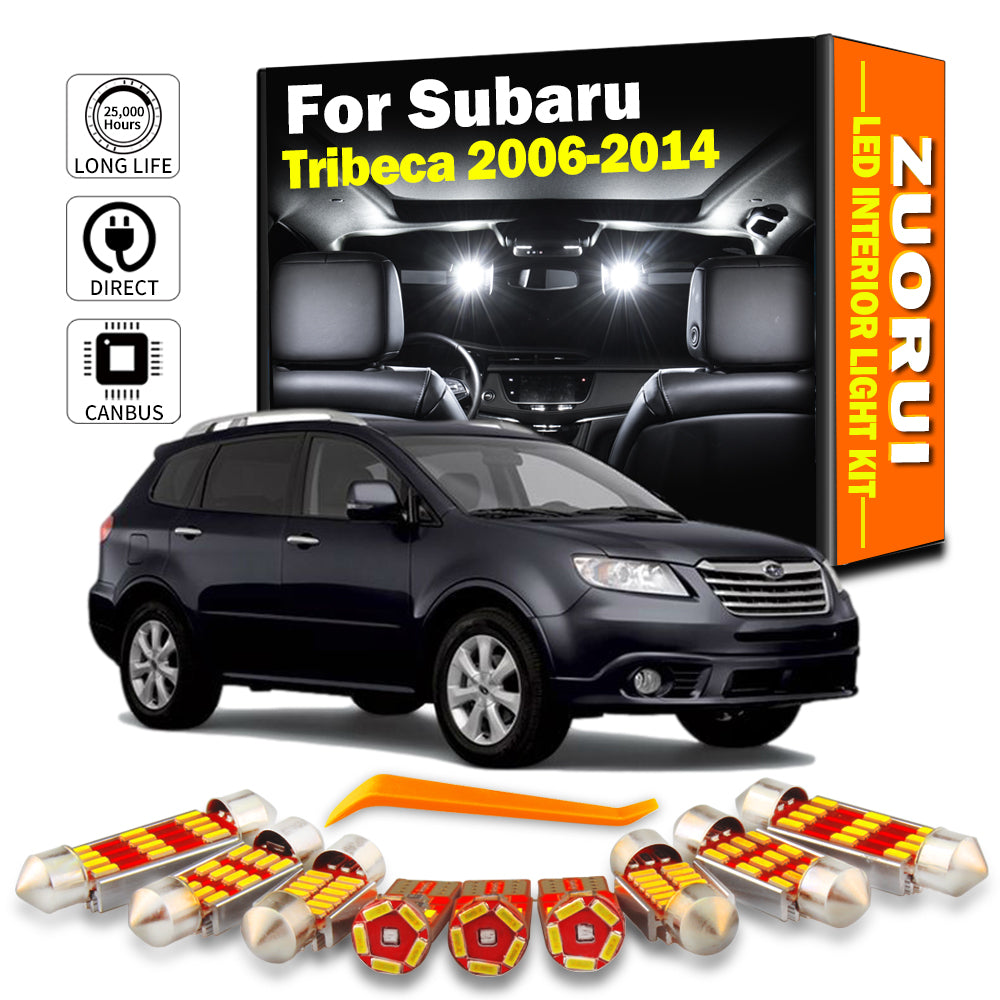 AutoGlowLED Canbus LED Interior Light Kit for Subaru Tribeca 2006-2014, 15Pcs