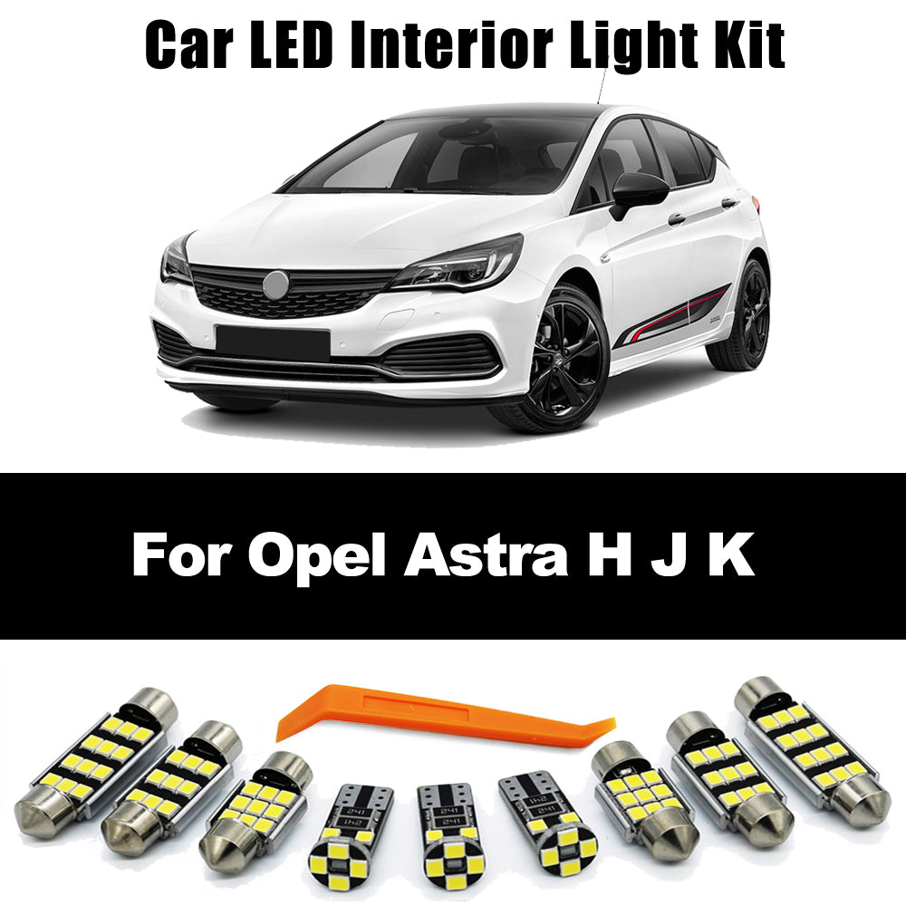 AutoGlowLED 13Pcs LED Interior Light Kit for Opel Vauxhall Astra H J K GTC OPC 2004-2021