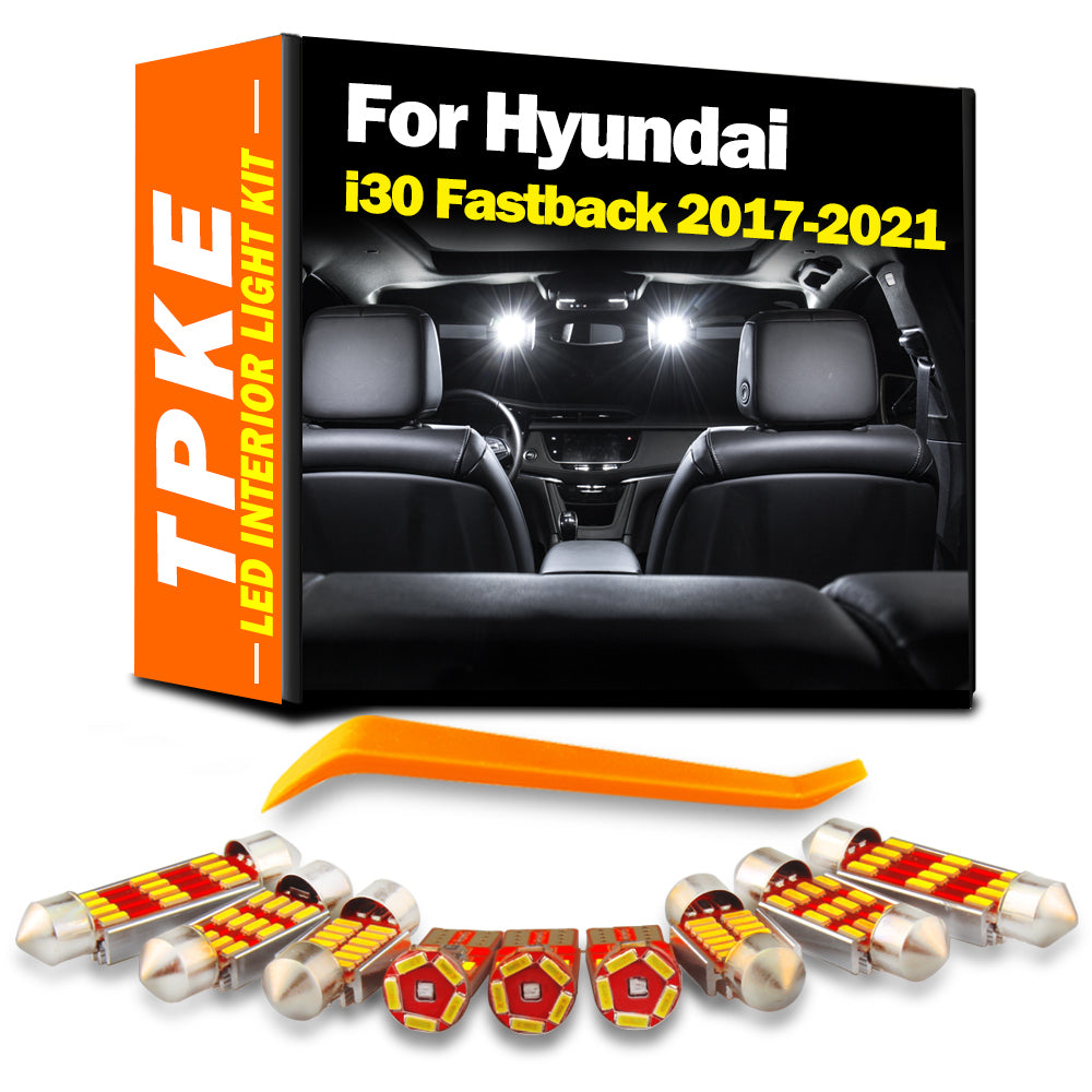 AutoGlowLED 12Pcs Canbus LED Interior Light Kit for Hyundai i30 Fastback 2017-2021