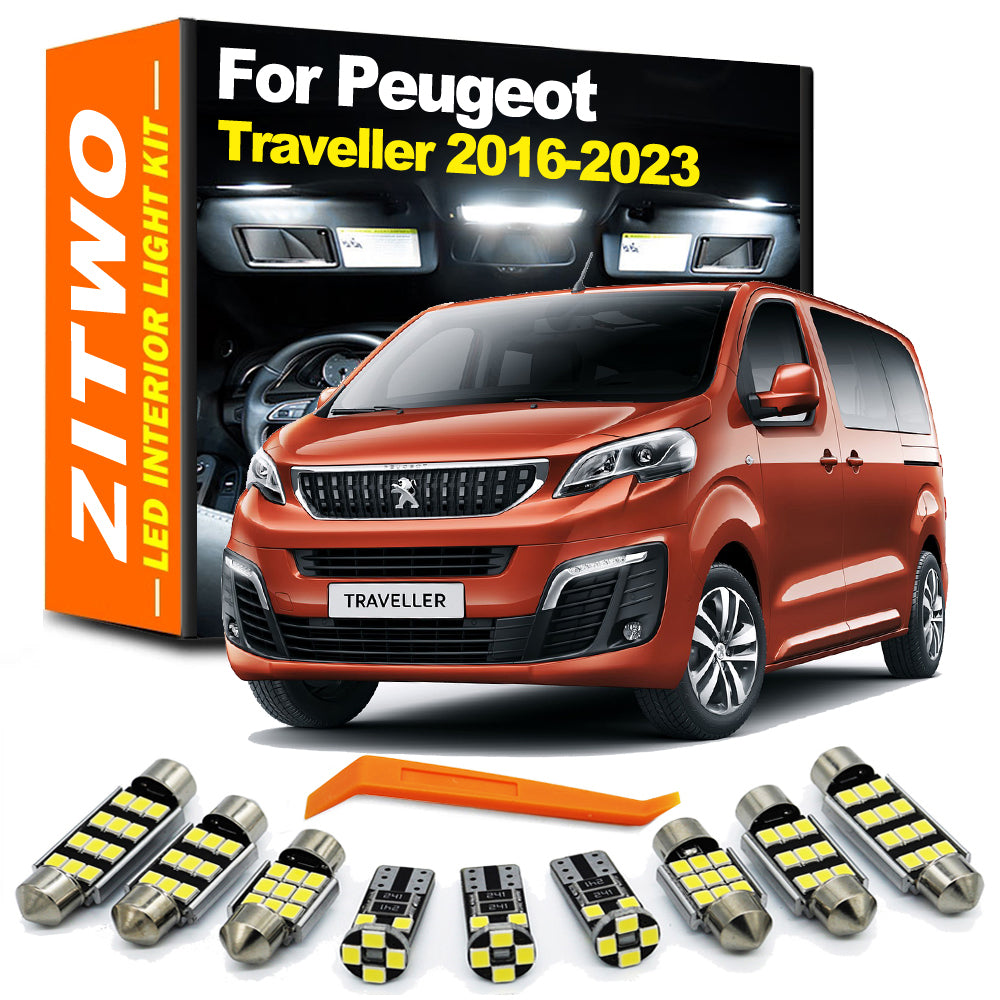 AutoGlowLED 17Pcs LED Interior Light Kit for Peugeot Traveller 2016-2023